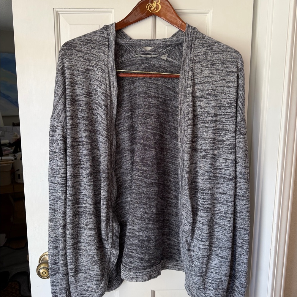 Athleta Women’s Open-Front Heather Gray Marled Sweater Cardigan